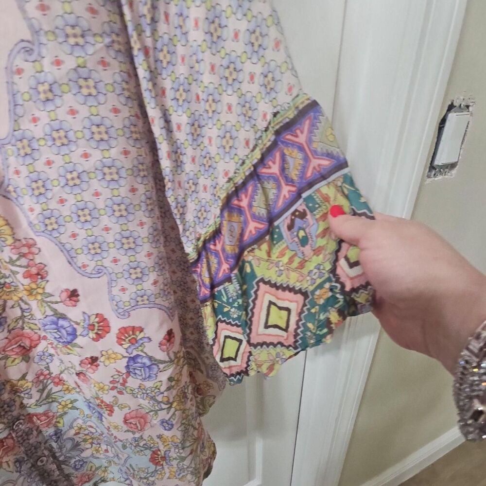 Johnny Was Floral Print Silk Tunic Top Size 2X - Picture 3 of 5